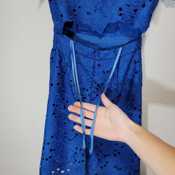 Diane von Furstenberg DVF blue floral lace open back dress - Picture 13 of 14